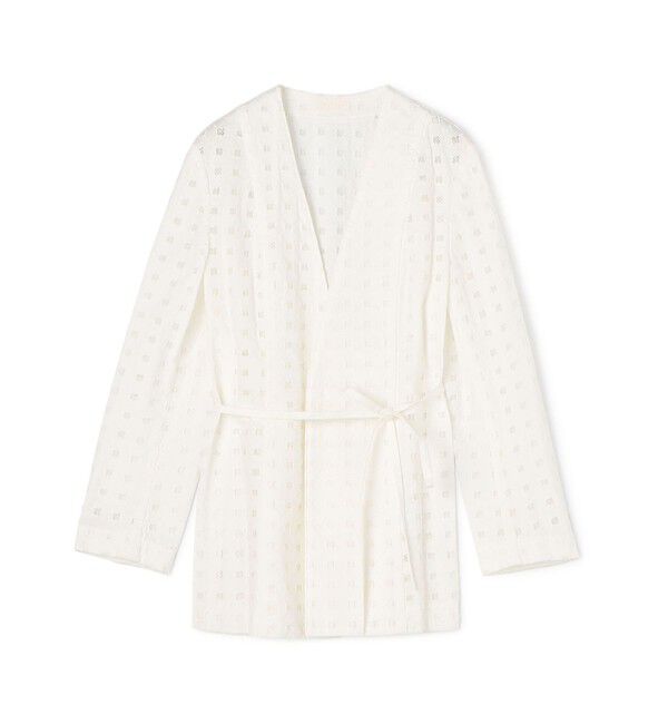 Ballsey「コットンエンブロイダリー Vカラージャケット」|ノーカラージャケット|11 ホワイト