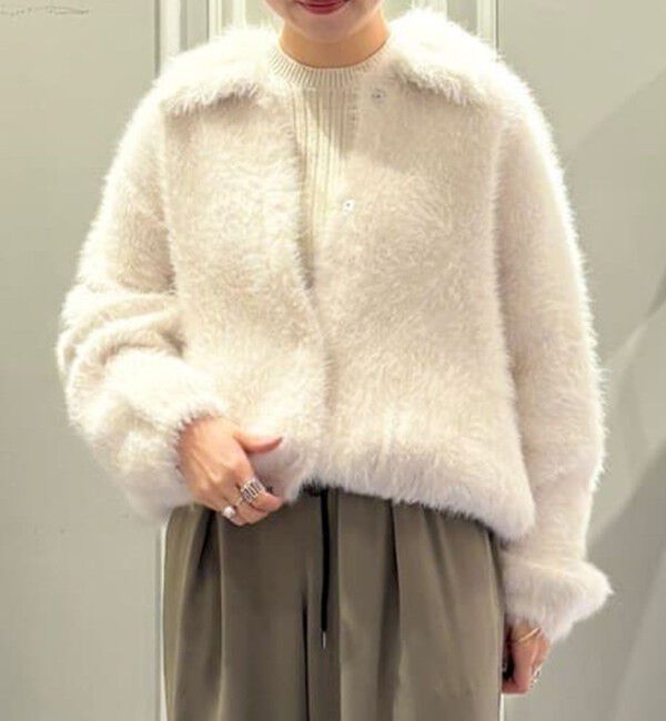 Ballsey「フェザーヤーン ステンカラーカーディガン」|カーディガン|11 ホワイト