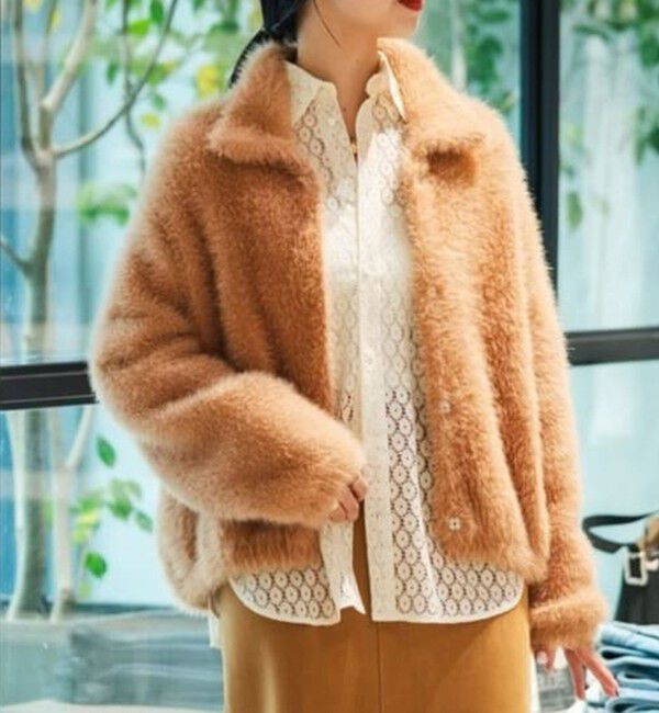 Ballsey「フェザーヤーン ステンカラーカーディガン」|カーディガン|43 ベージュ