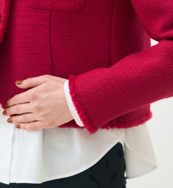 TOMORROWLAND collection「ブークレーファンシー クルーネックジャケット」|ノーカラージャケット|