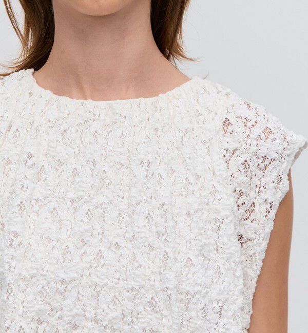 BACCA「ストレッチレース ギャザーノースリーブプルオーバー」|Tシャツ・カットソー|