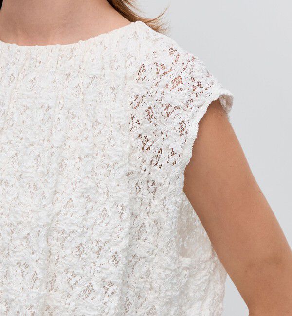 BACCA「ストレッチレース ギャザーノースリーブプルオーバー」|Tシャツ・カットソー|