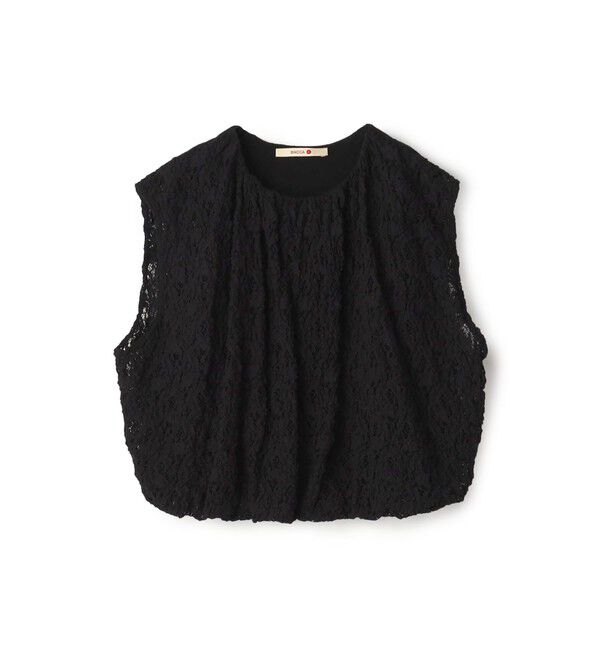 BACCA「ストレッチレース ギャザーノースリーブプルオーバー」|Tシャツ・カットソー|19 ブラック