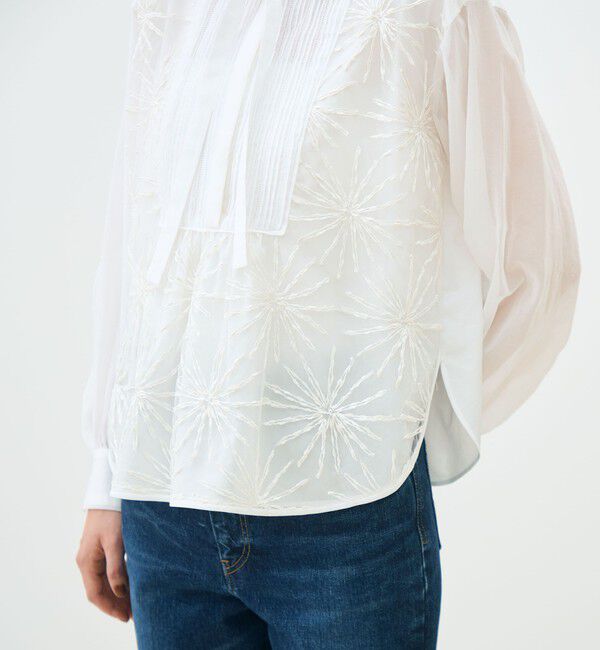 TOMORROWLAND collection「ホワイトコンビネーション エンブロイダリーボウタイブラウス」|シャツ・ブラウス|