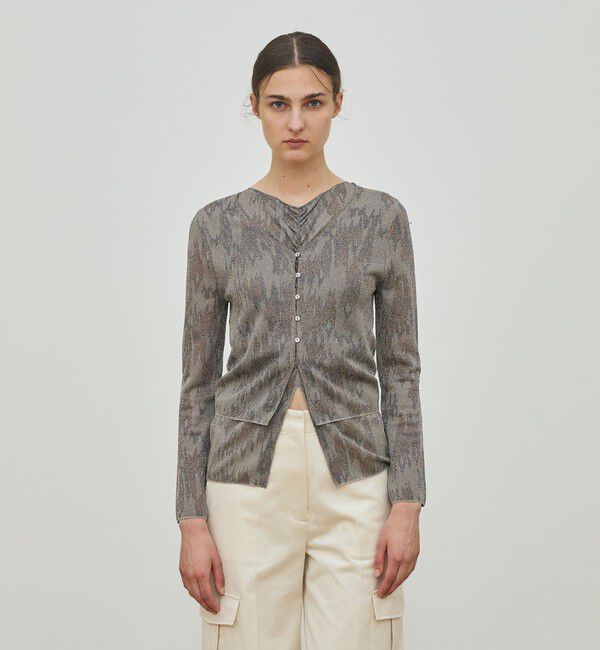 DES PRES「ソフトラメジャカード Vネックカーディガン」|カーディガン|