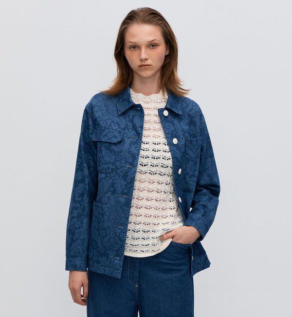 BACCA「ブルーデニムプリント ワークジャケット」|ブルゾン・スタジャン|