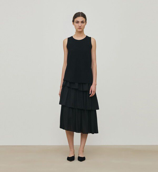 DES PRES「ドットストライプジャガード  ティアードスカート」|スカート|