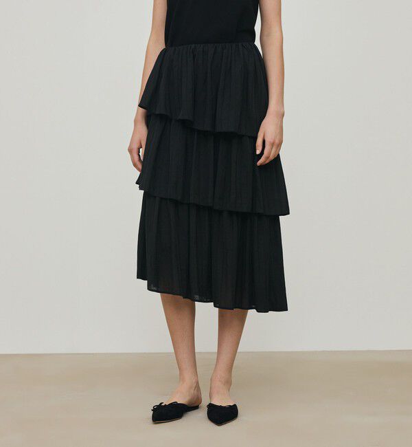 DES PRES「ドットストライプジャガード  ティアードスカート」|スカート|