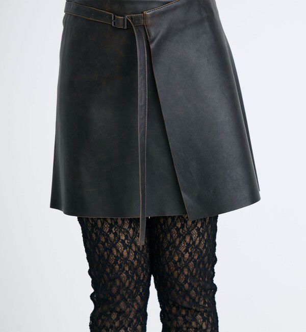 Edition「クラッシュレザー ラップミニスカート」|スカート|