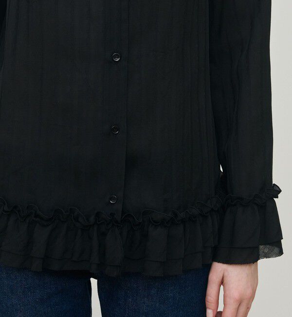 DES PRES「ドットストライプジャカード フリルブラウス」|シャツ・ブラウス|