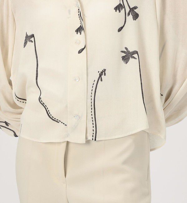 DES PRES「シングルフラワープリント Vショートブラウス」|シャツ・ブラウス|