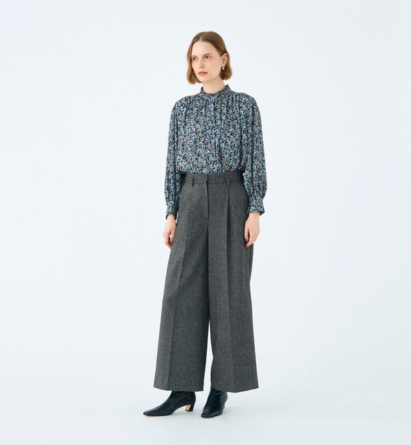 Ballsey「ブローフラワープリント フリルブラウス」|シャツ・ブラウス|