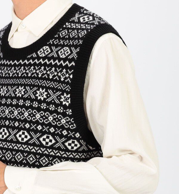 TOMORROWLAND MENS「ウールカシミヤ フェアアイル クルーネックプルオーバー ニットベスト」|ニット・セーター|