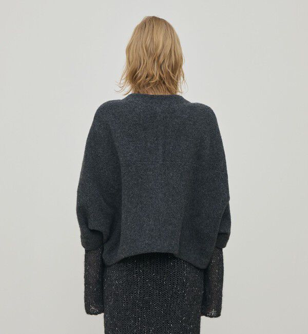 DES PRES「ライトウールニット クルーネックジャケット」|ノーカラージャケット|