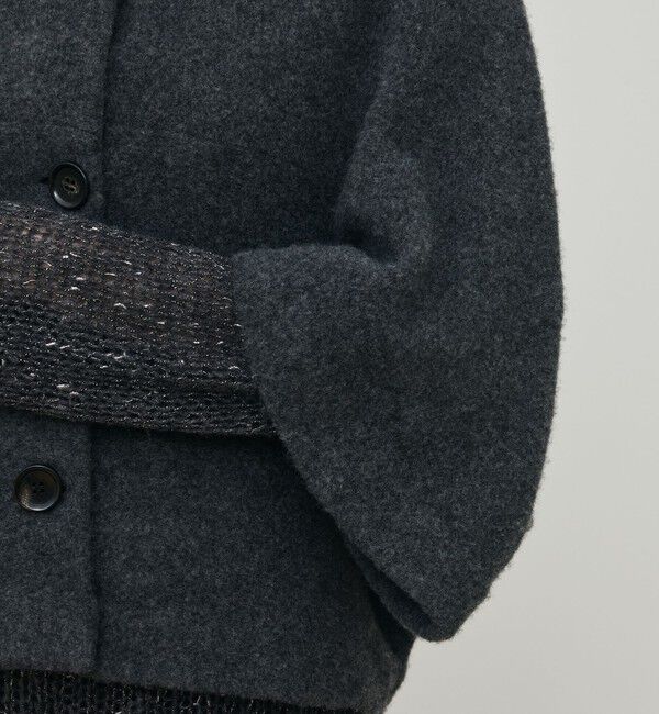 DES PRES「ライトウールニット クルーネックジャケット」|ノーカラージャケット|