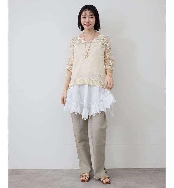 SLOBE IENA「ギマヤーンVネックプルオーバー」|ニット・セーター|