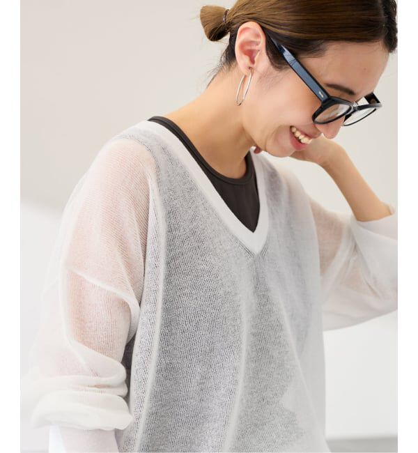 FRAMeWORK「≪予約≫シアーアゼVネックプルオーバー」|ニット・セーター|