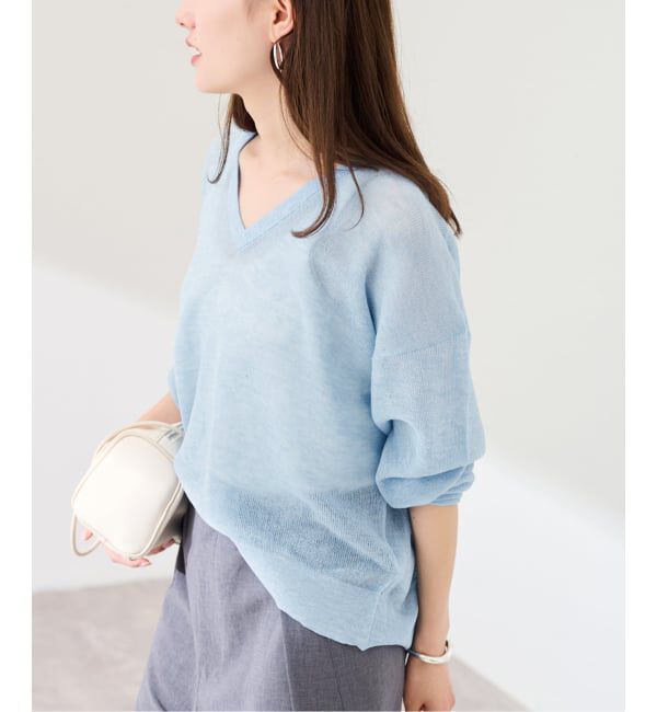 FRAMeWORK「≪予約≫シアーアゼVネックプルオーバー」|ニット・セーター|