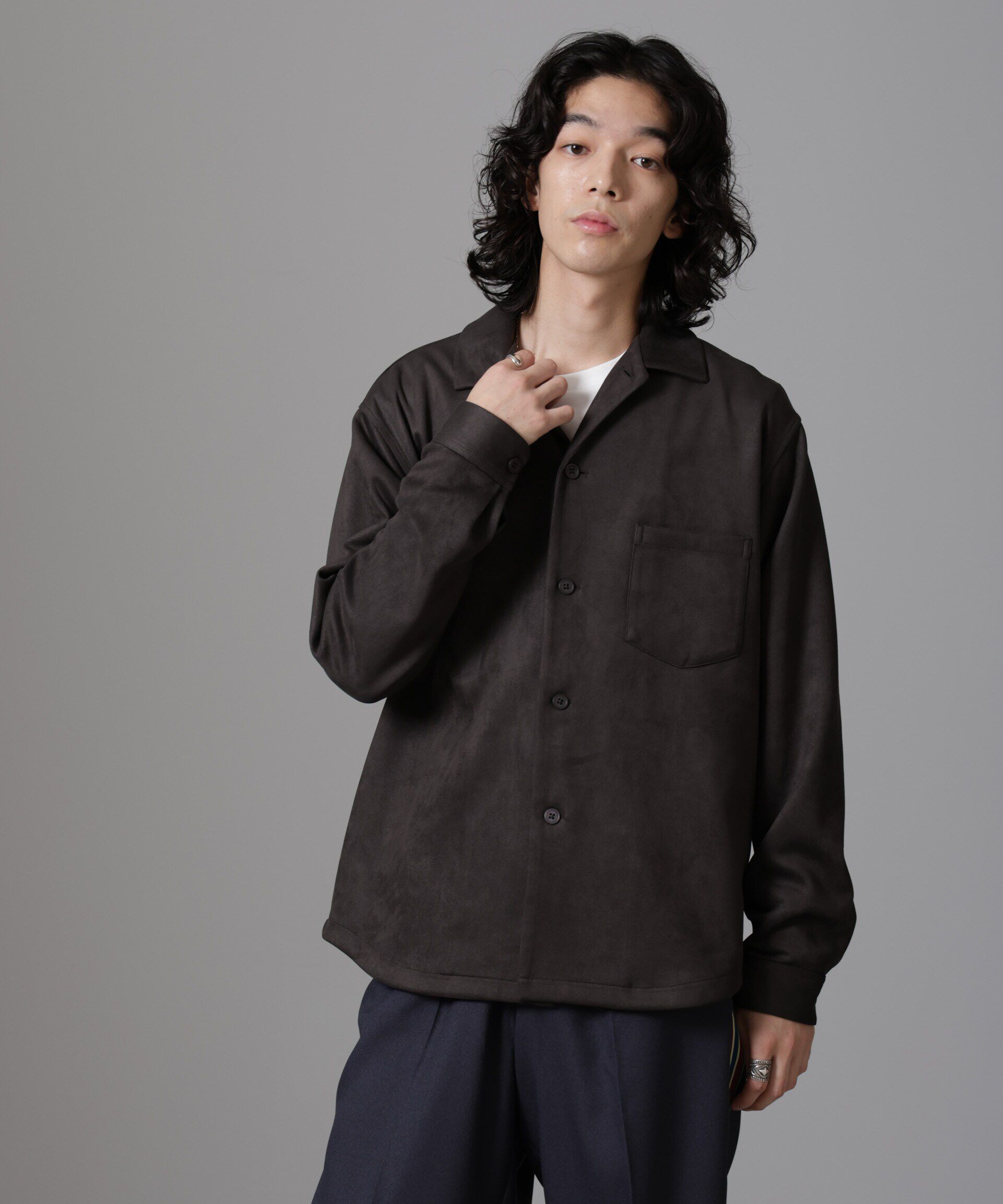 nano･universe「フェイクスエードシャツ 長袖」|シャツ・ブラウス|