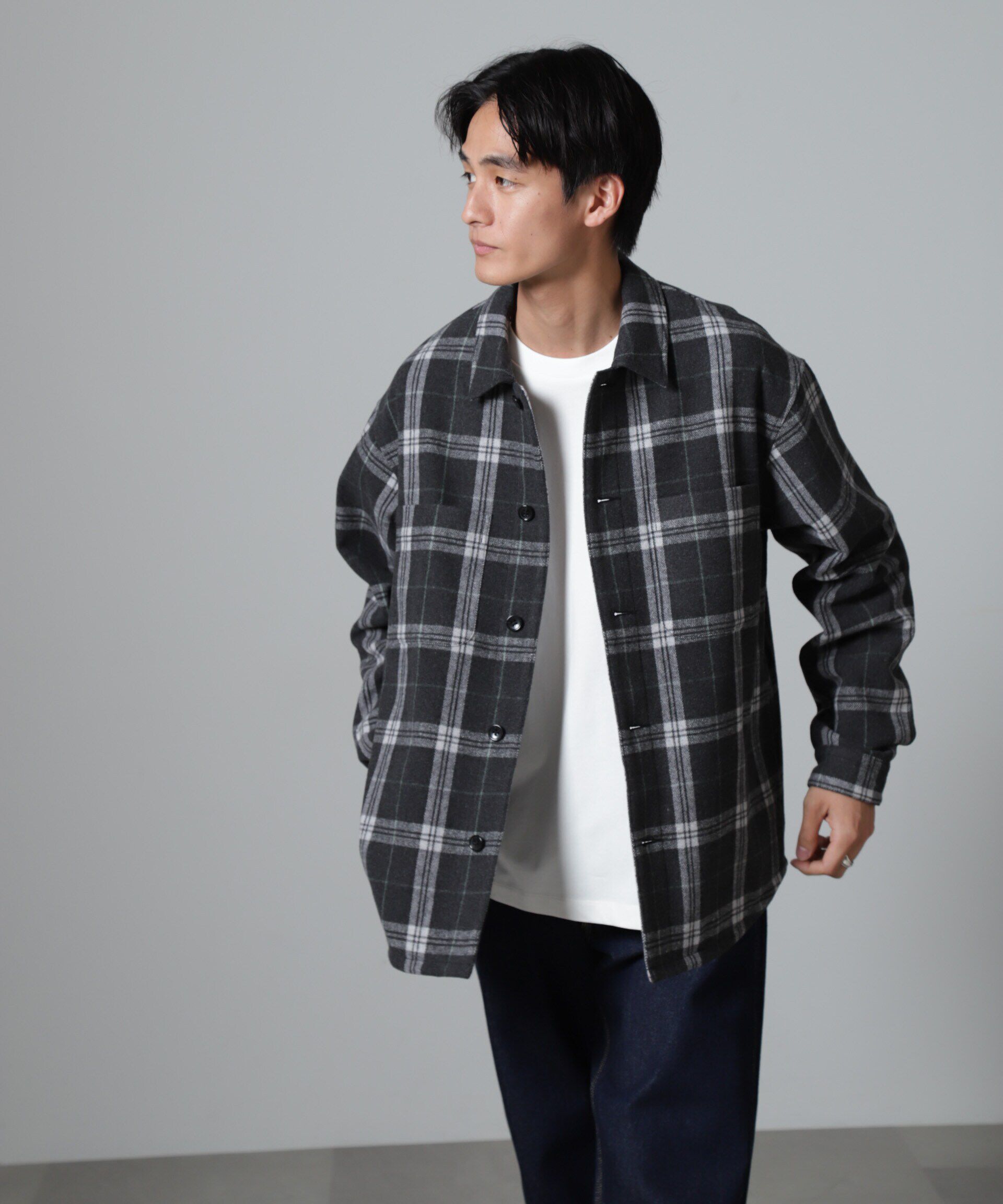 nano･universe「テックメルトン CPOパターンチェックシャツブルゾン」|ブルゾン・スタジャン|