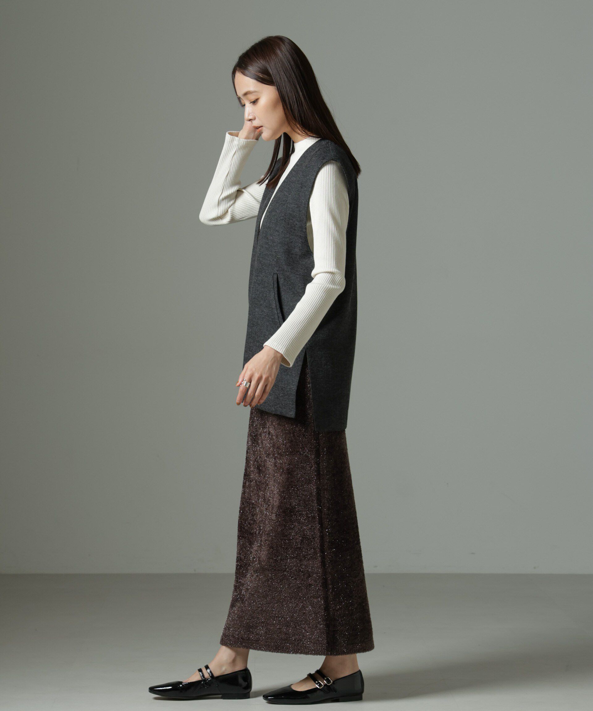 nano･universe「深Vネックベスト＋ニットソーセット」|シャツ・ブラウス|