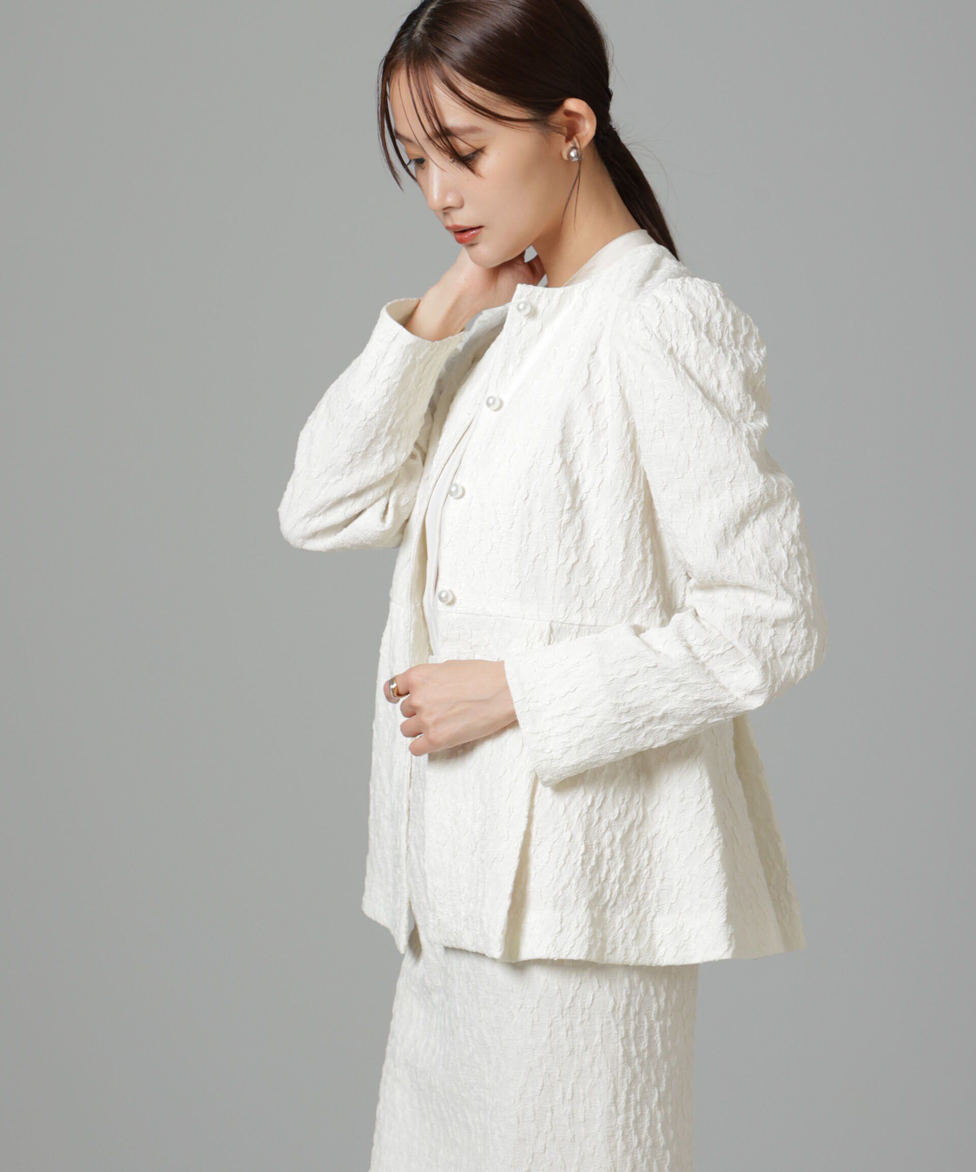 nano･universe「troisiemechaco/パフィージャガード ブラウスジャケット(セットアップ可)」|テーラードジャケット|