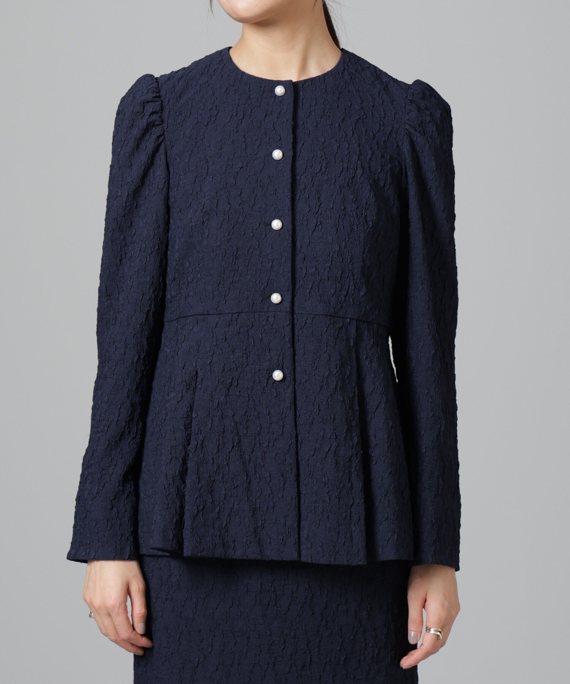 nano･universe「troisiemechaco/パフィージャガード ブラウスジャケット(セットアップ可)」|テーラードジャケット|