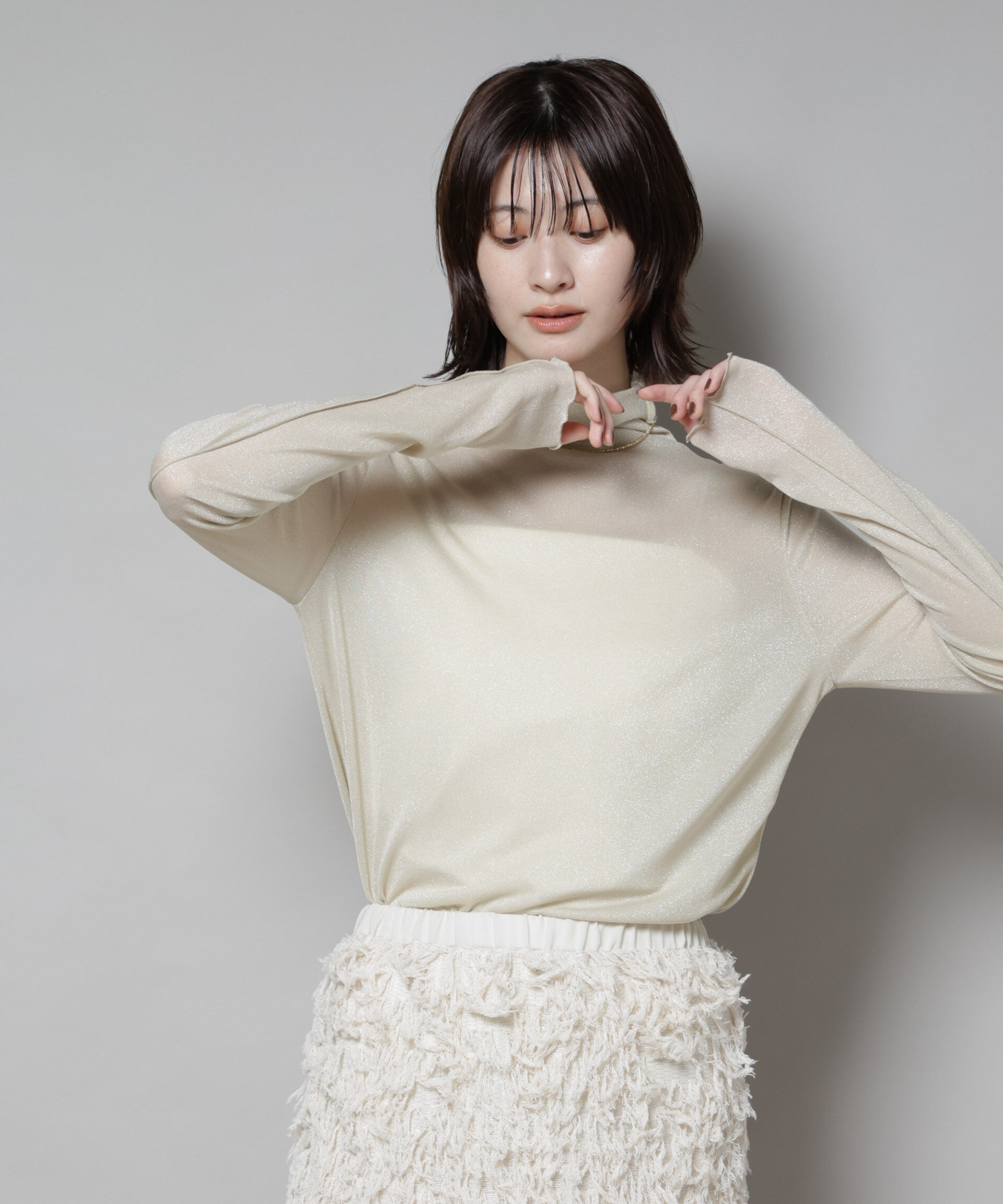 nano･universe「ラメシアータートルカットトップス」|Tシャツ・カットソー|