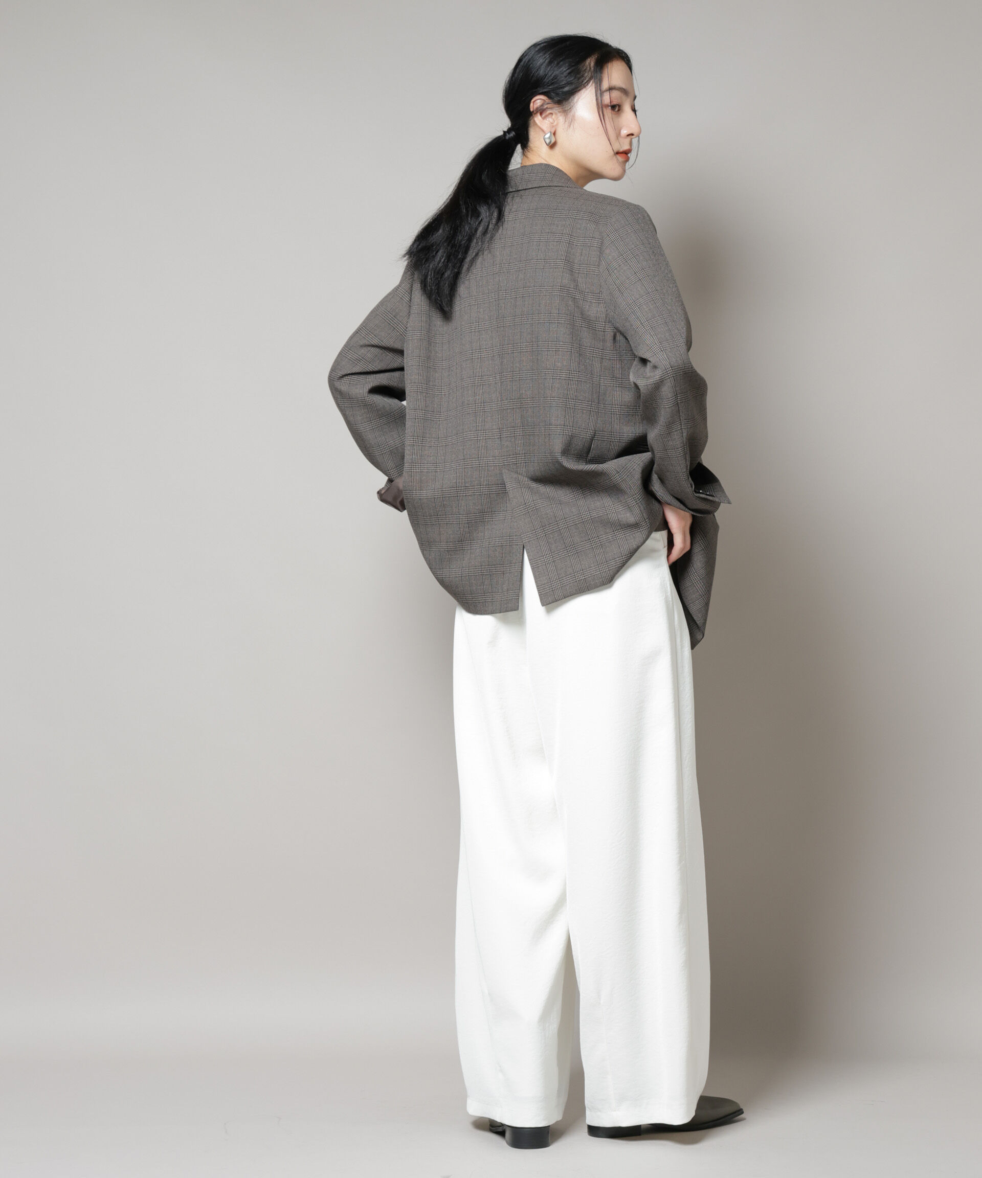 nano･universe「ストレッチサージチェックダブルジャケット(セットアップ可)」|テーラードジャケット|