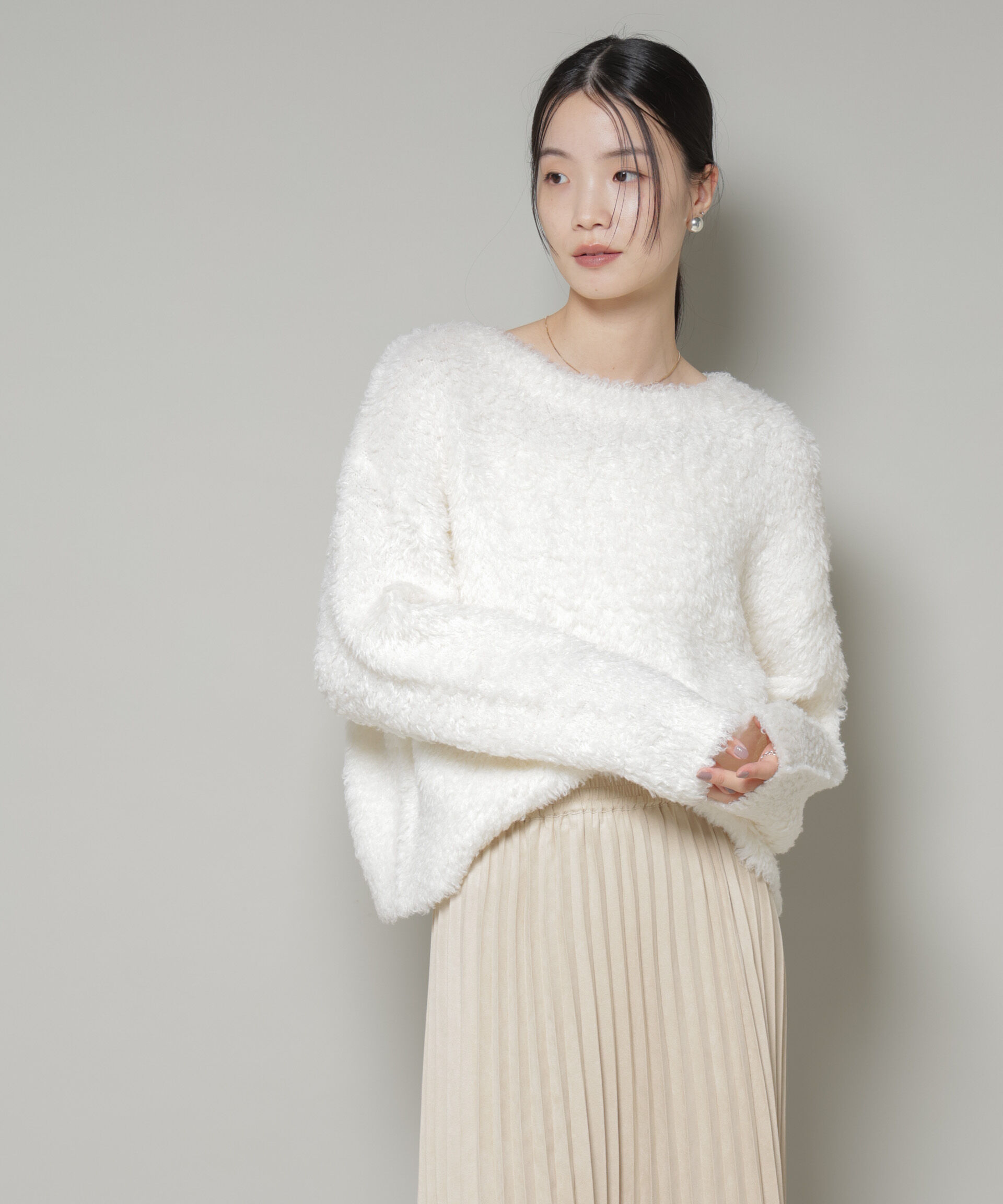 nano･universe「クロップドワイド起毛加工ニットトップス」|ニット・セーター|