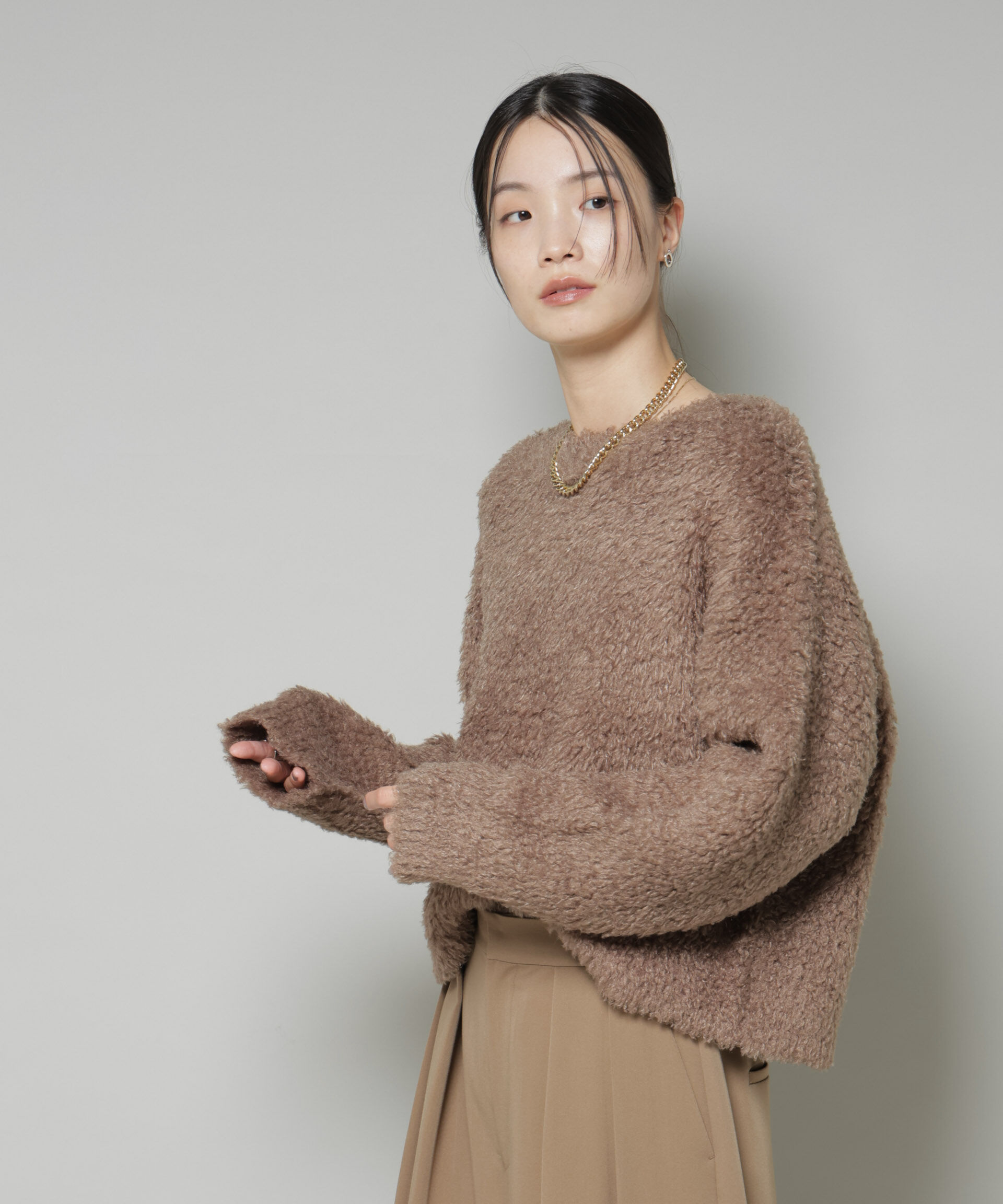 nano･universe「クロップドワイド起毛加工ニットトップス」|ニット・セーター|