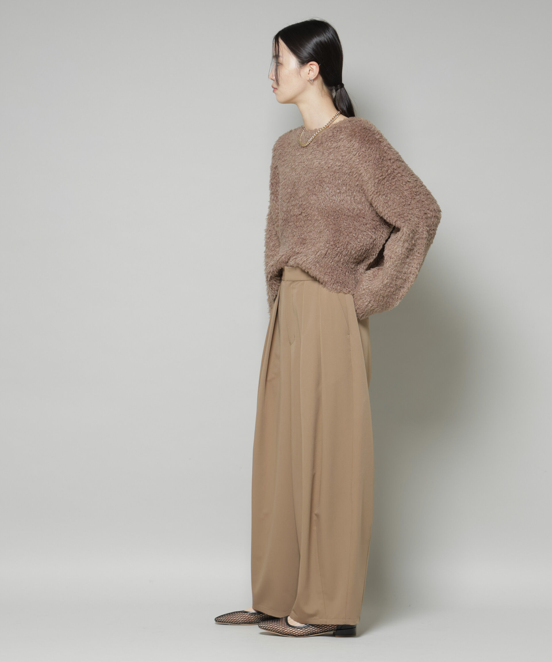 nano･universe「クロップドワイド起毛加工ニットトップス」|ニット・セーター|