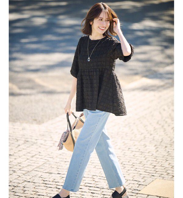 ANY SIS「【美Denimシリーズ】センタープレスセミフレア デニム」|デニム|