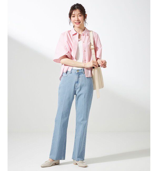 ANY SIS「【美Denimシリーズ】センタープレスセミフレア デニム」|デニム|