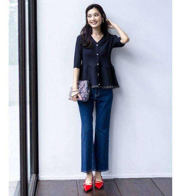 ANY SIS「【美Denimシリーズ】センタープレスセミフレア デニム」|デニム|