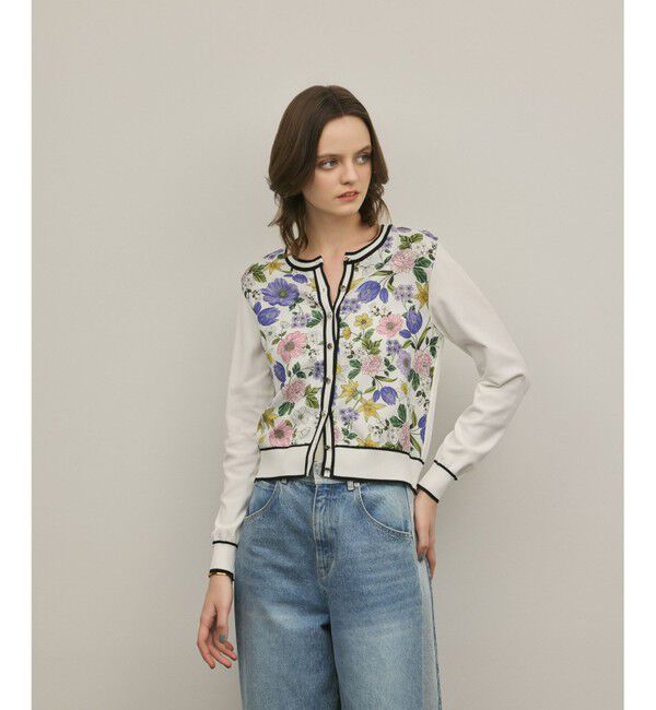 GRACE CONTINENTAL「フラワープリントニットカーディガン」|カーディガン|