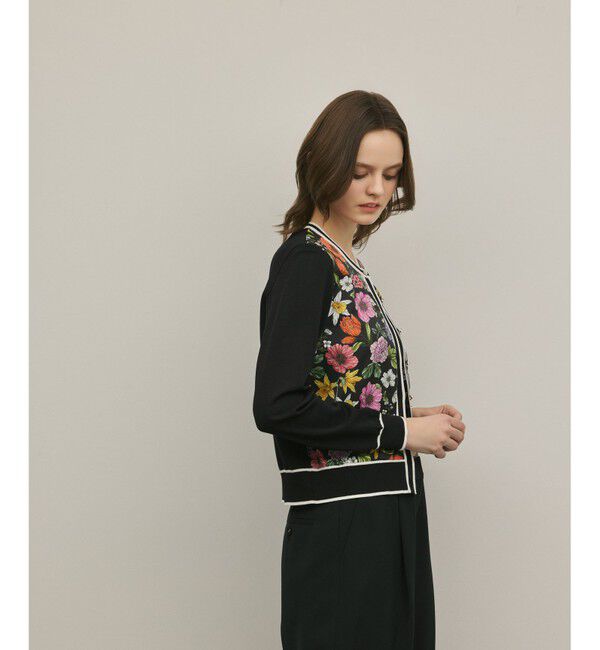 GRACE CONTINENTAL「フラワープリントニットカーディガン」|カーディガン|