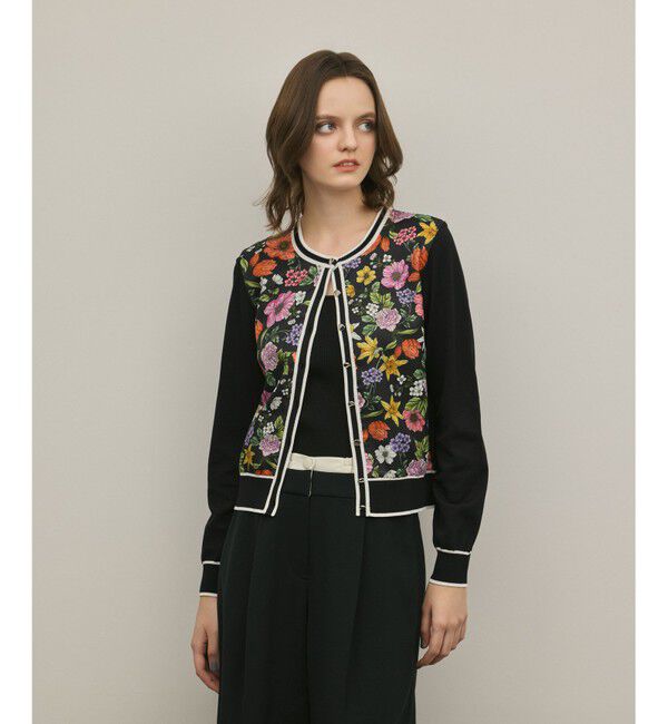 GRACE CONTINENTAL「フラワープリントニットカーディガン」|カーディガン|