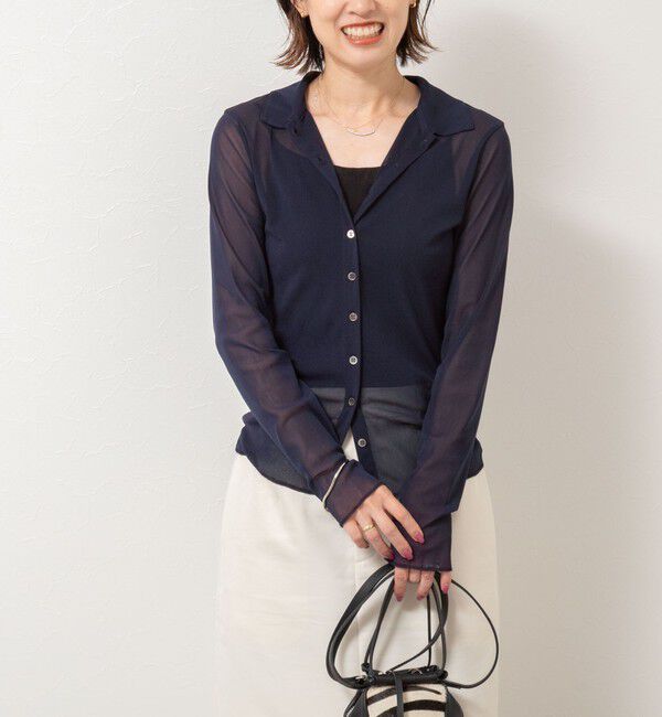 NOLLEY'S「チュール衿付きカットカーディガン」|カーディガン|