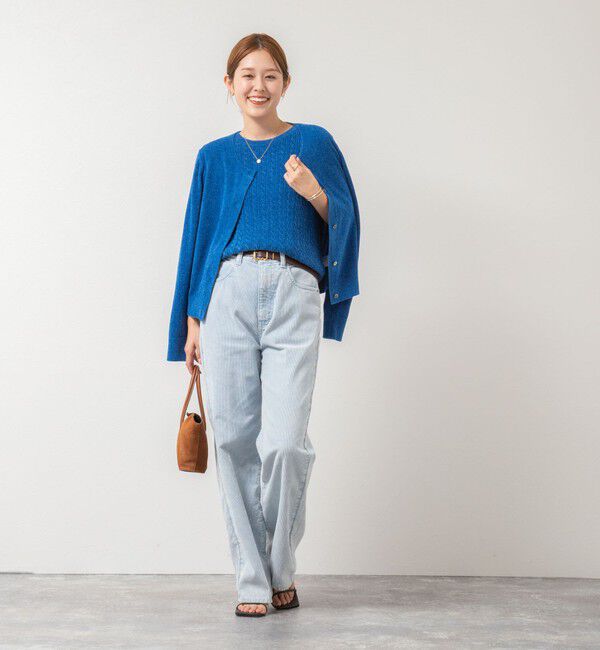 Rie Miller「《手洗い可能》《アンサンブル対応》モールヤーンクルーネックカーディガン」|カーディガン|