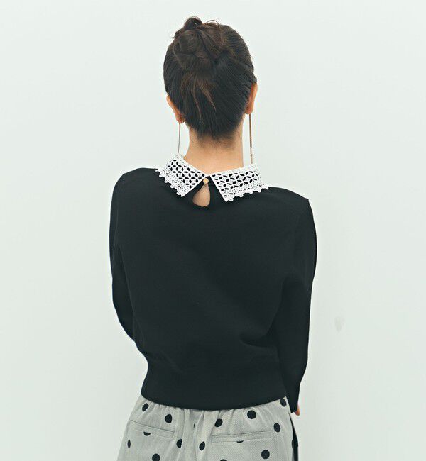 NOLLEY'S「《手洗い可能》襟レース2WAYプルオーバーニット」|ニット・セーター|