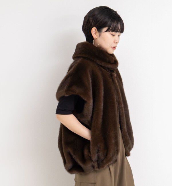 Rie Miller「エコファー衿付ベスト」|ブルゾン・スタジャン|