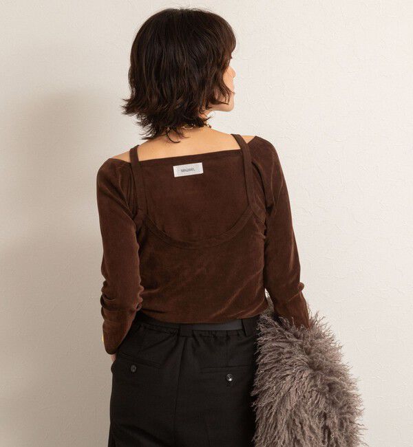 MAQWEL「【MAQWEL/マクウェル】ウォッシャブルベロアレイヤードトップス」|Tシャツ・カットソー|