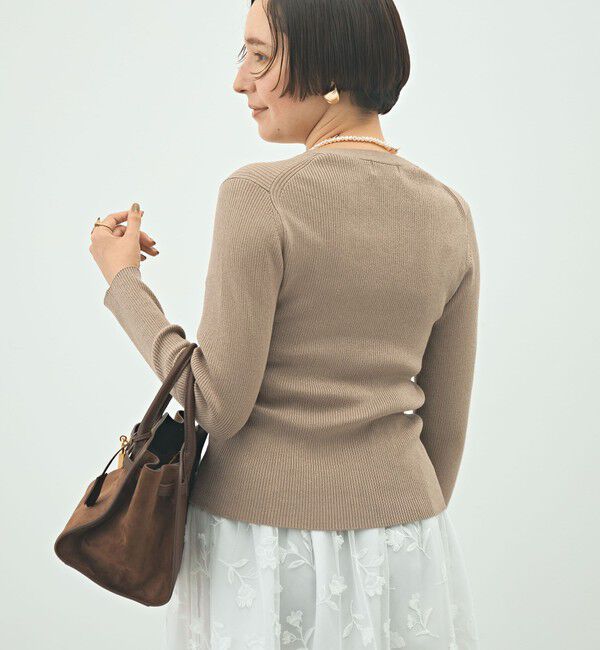 NOLLEY'S「《手洗い可能》リブ斜め柄Vネックカーディガン」|カーディガン|