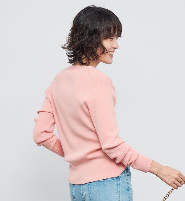 NOLLEY'S「《手洗い可能》リブ斜め柄Vネックカーディガン」|カーディガン|