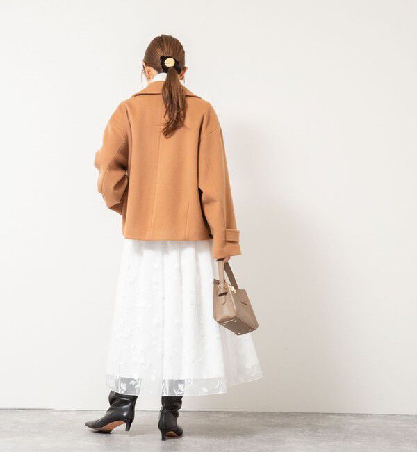 NOLLEY'S「ウォッシャブルチュール刺繍リバーシブルギャザースカート」|フレア|