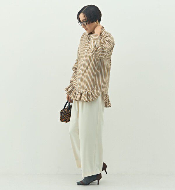 Rie Miller「ウォッシャブル裾フリルレギュラーカラーシャツ」|シャツ・ブラウス|
