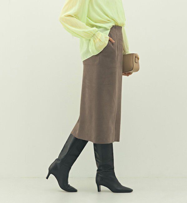 NOLLEY'S「ウォッシャブルストレッチスエード切替タイトスカート」|タイト|