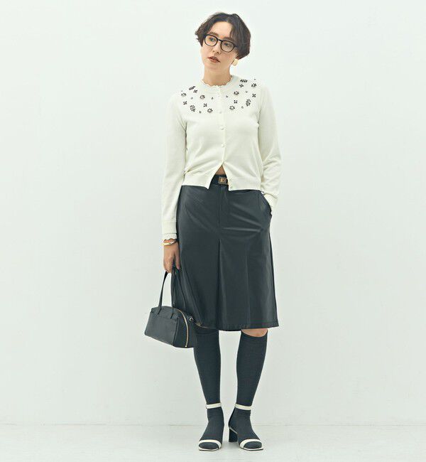 NOLLEY'S「《手洗い可能》ビジュー付きクルーネックカーディガン」|カーディガン|