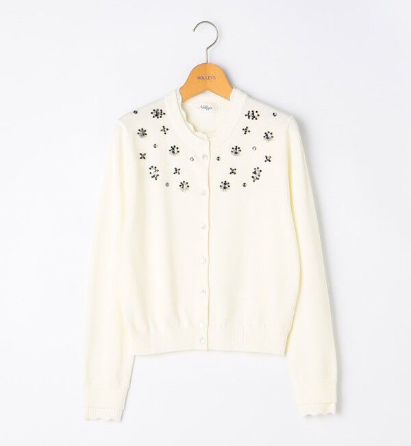 NOLLEY'S「《手洗い可能》ビジュー付きクルーネックカーディガン」|カーディガン|